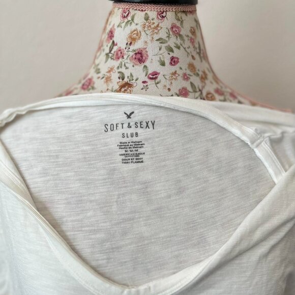 American Eagle oversized white tshirt size medium  W1 - Picture 2 of 2